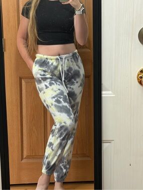 Garage black and yellow tie dye sweatpants